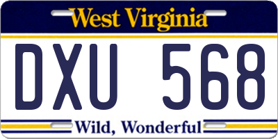 WV license plate DXU568