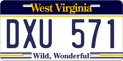 WV license plate DXU571