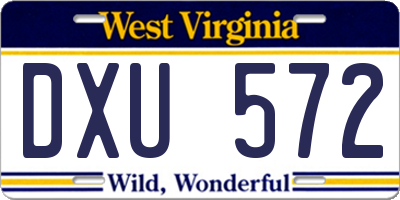 WV license plate DXU572