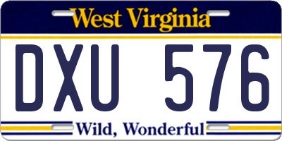 WV license plate DXU576