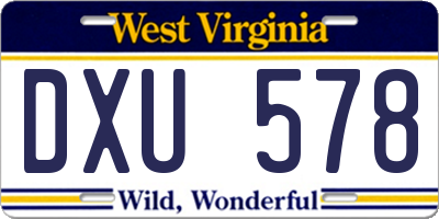 WV license plate DXU578