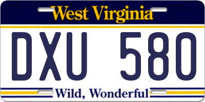 WV license plate DXU580