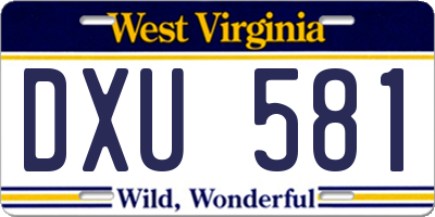 WV license plate DXU581