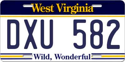 WV license plate DXU582