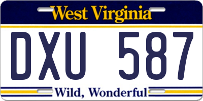 WV license plate DXU587