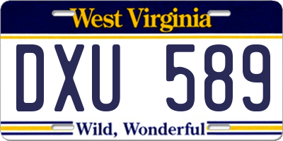 WV license plate DXU589
