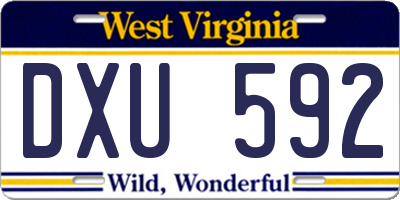 WV license plate DXU592