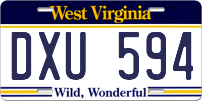 WV license plate DXU594