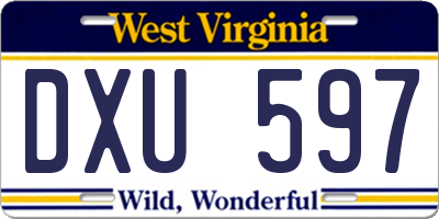 WV license plate DXU597