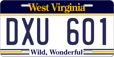 WV license plate DXU601