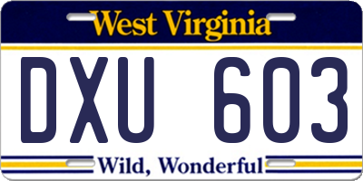 WV license plate DXU603