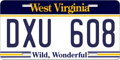 WV license plate DXU608