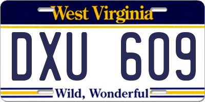 WV license plate DXU609