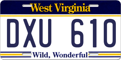 WV license plate DXU610