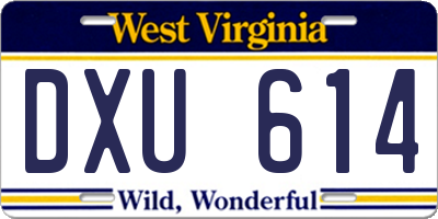 WV license plate DXU614