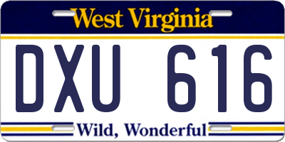 WV license plate DXU616