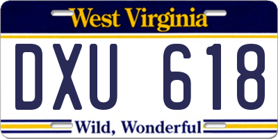 WV license plate DXU618