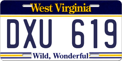 WV license plate DXU619