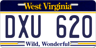 WV license plate DXU620
