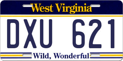 WV license plate DXU621