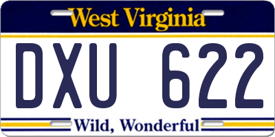 WV license plate DXU622