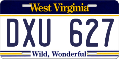 WV license plate DXU627