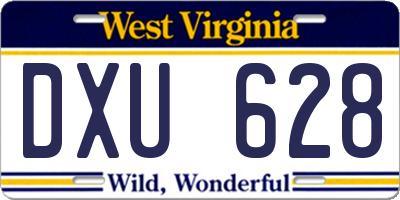 WV license plate DXU628