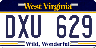 WV license plate DXU629