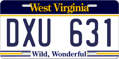 WV license plate DXU631