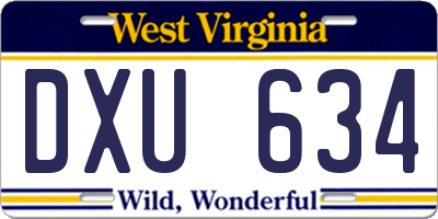 WV license plate DXU634