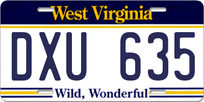 WV license plate DXU635