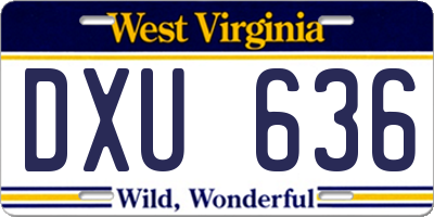 WV license plate DXU636