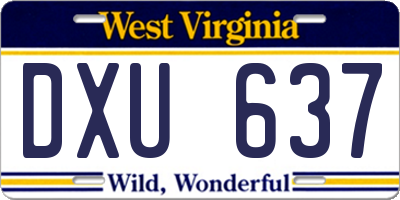 WV license plate DXU637