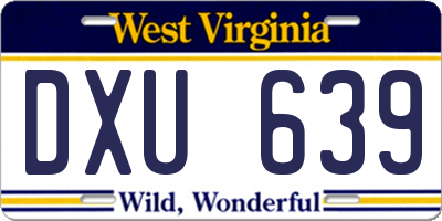 WV license plate DXU639