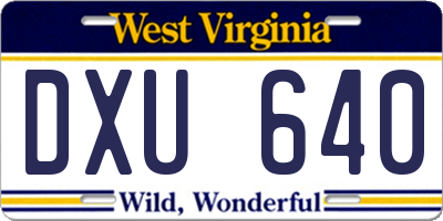 WV license plate DXU640