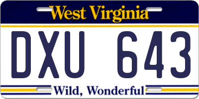 WV license plate DXU643