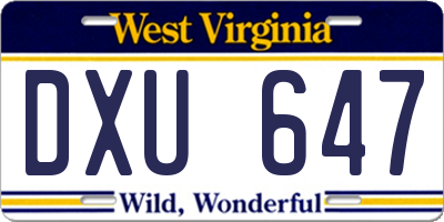 WV license plate DXU647