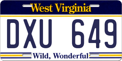 WV license plate DXU649