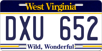 WV license plate DXU652