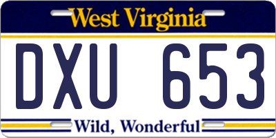 WV license plate DXU653