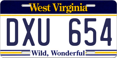 WV license plate DXU654