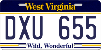 WV license plate DXU655