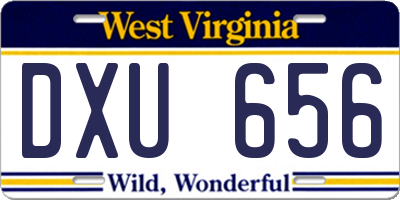 WV license plate DXU656