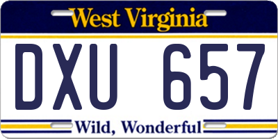 WV license plate DXU657