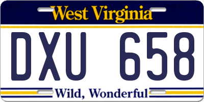 WV license plate DXU658