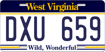 WV license plate DXU659