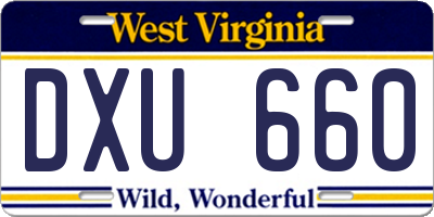 WV license plate DXU660