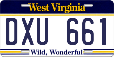 WV license plate DXU661
