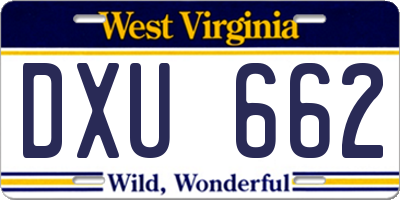 WV license plate DXU662
