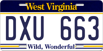 WV license plate DXU663
